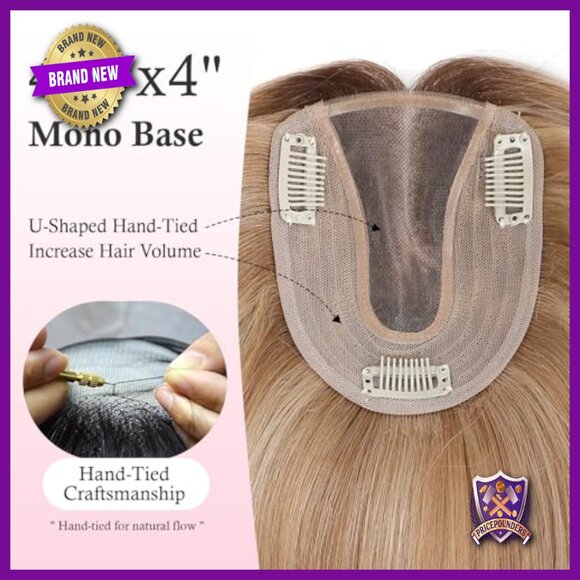 12 Inch Human Hair Topper for Thinning Hair with Mono Base main image 5